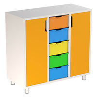 5 Plastik Çekmeceli Ve 2 Kapaklı Dolap