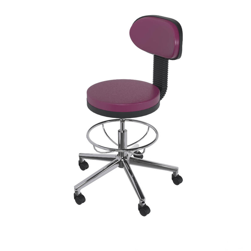 Soft Krom Sırtlı Çemberli Tabure – Teker